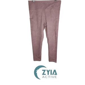 Zyia Active Pink Marble Leggings With Pockets